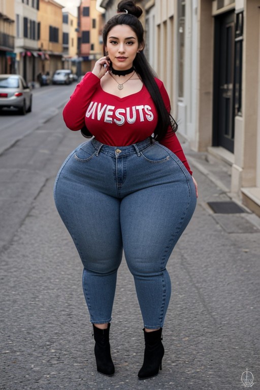 Long Jet Black Hair, Ssbbw, Massive Breast AI Porn