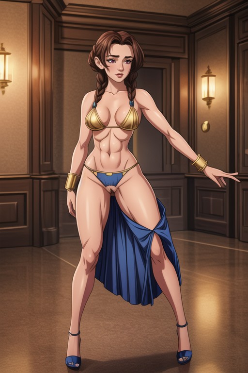 Gold Metal Arm Band And Bracelets, 18+, Pubic Hair Hentai AI Porn