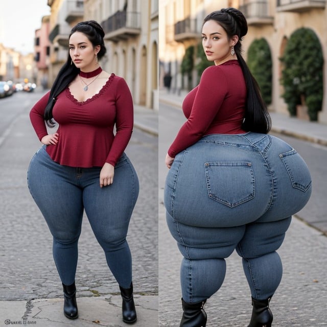Long Thick Legs, Front Facing, With Ultra Wide Hips And Thick Thighs AI Porn