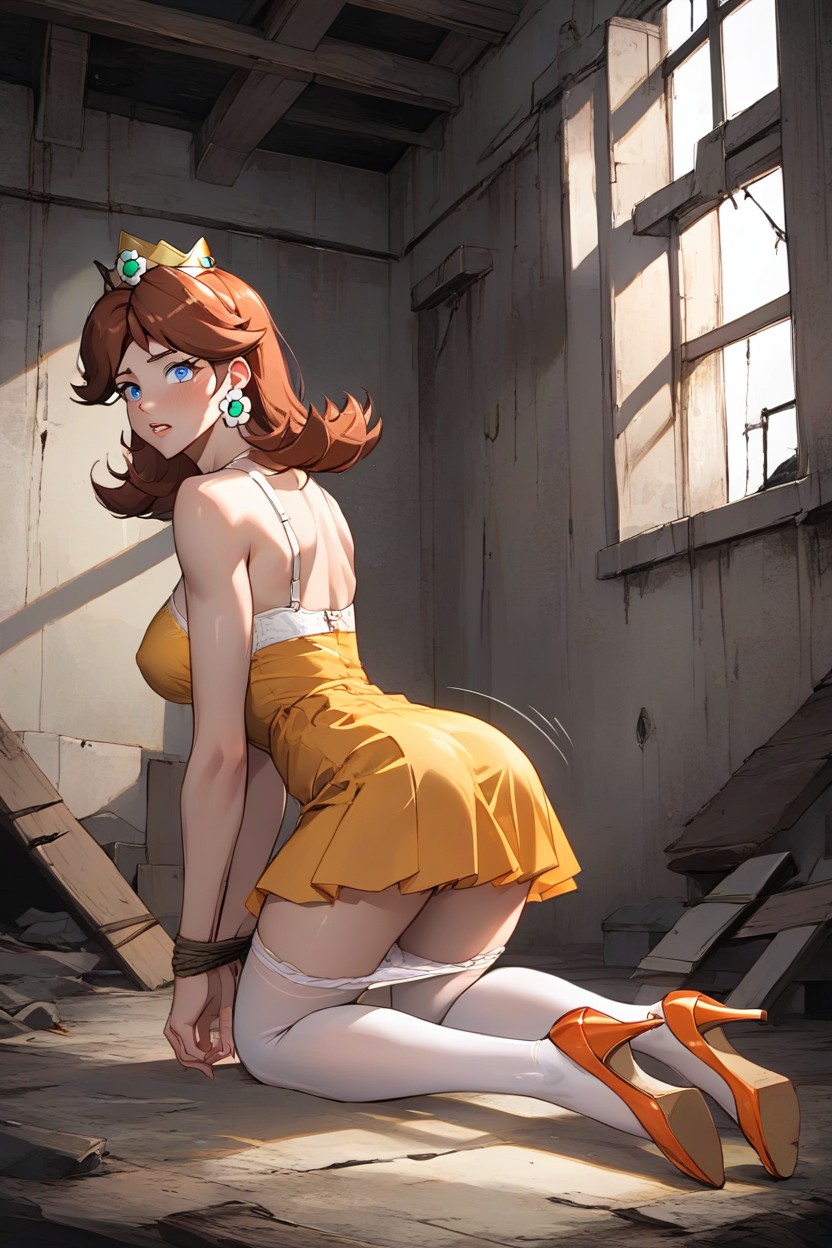 Princess Daisy, White Stockings, Abandoned House Hentai AI Porn