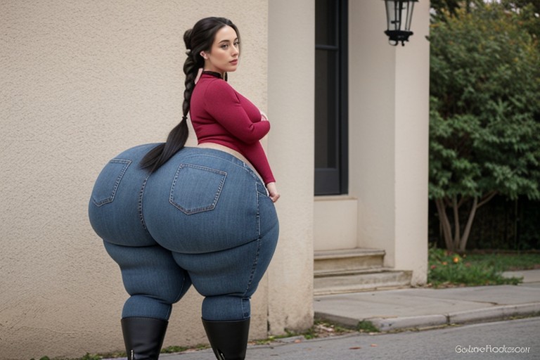 Long Thick Legs, Front Facing, Extremely Large Ass AI Porn