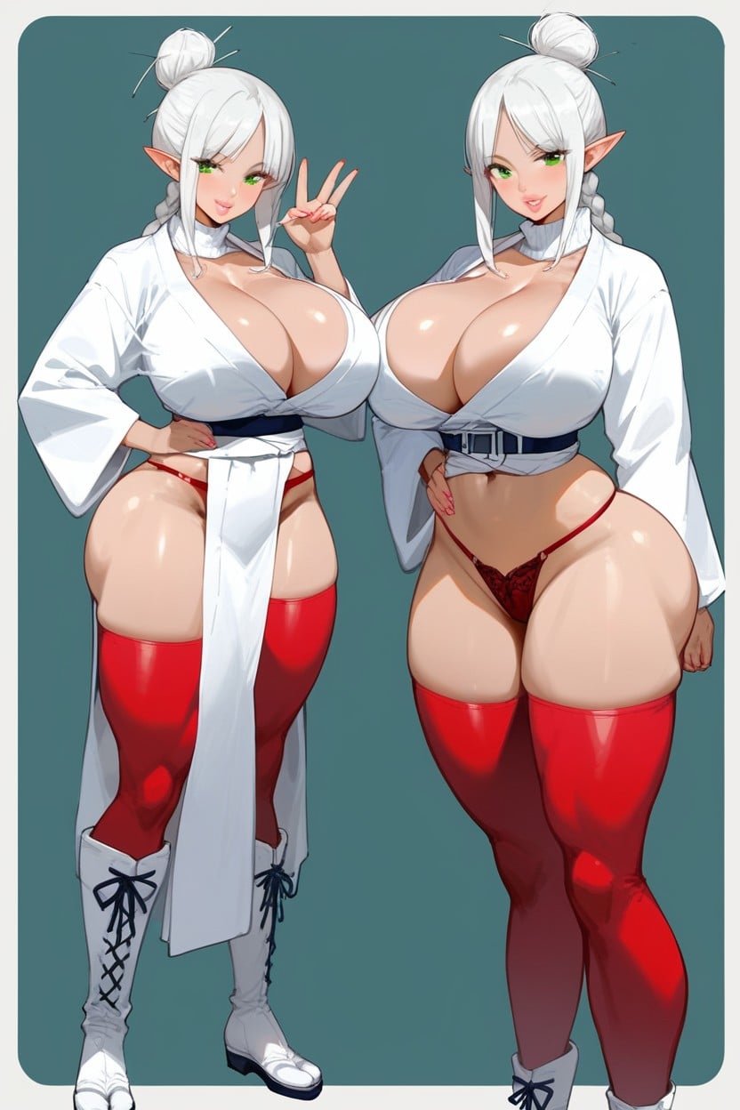 Hair With Four Colors, Elf, White Boots Hentai AI Porn