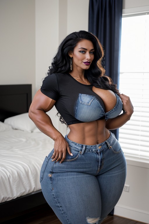 Gigantic Muscles, Blue Eyes, Hyper Gigantic Massive Muscles Woman AI Porn