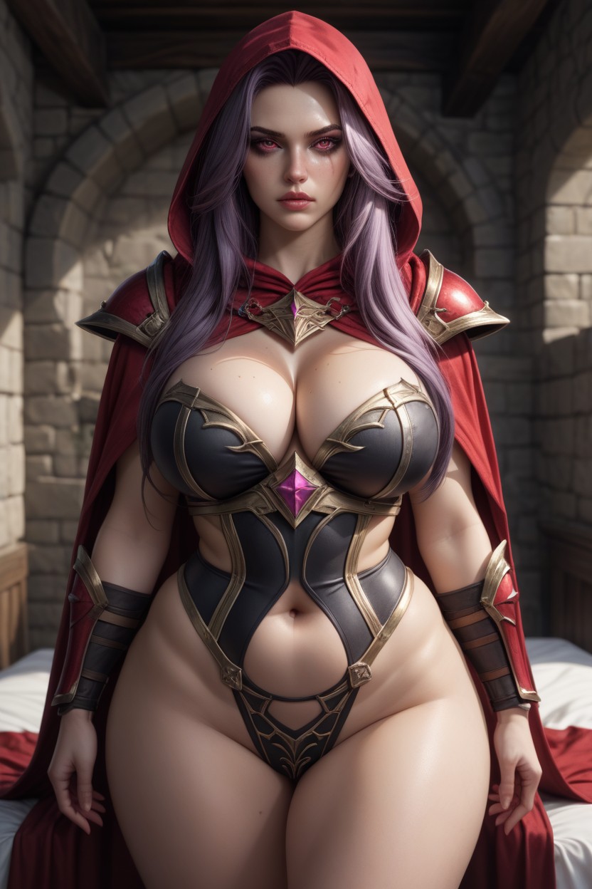 Red Hooded Cape, Day, Thick Thighs AI Porn