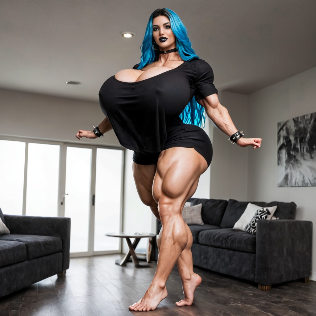 Steroid Ghetto Booty, Glossy Black Lipstick, Oversized Steroid Biceps AI Porn