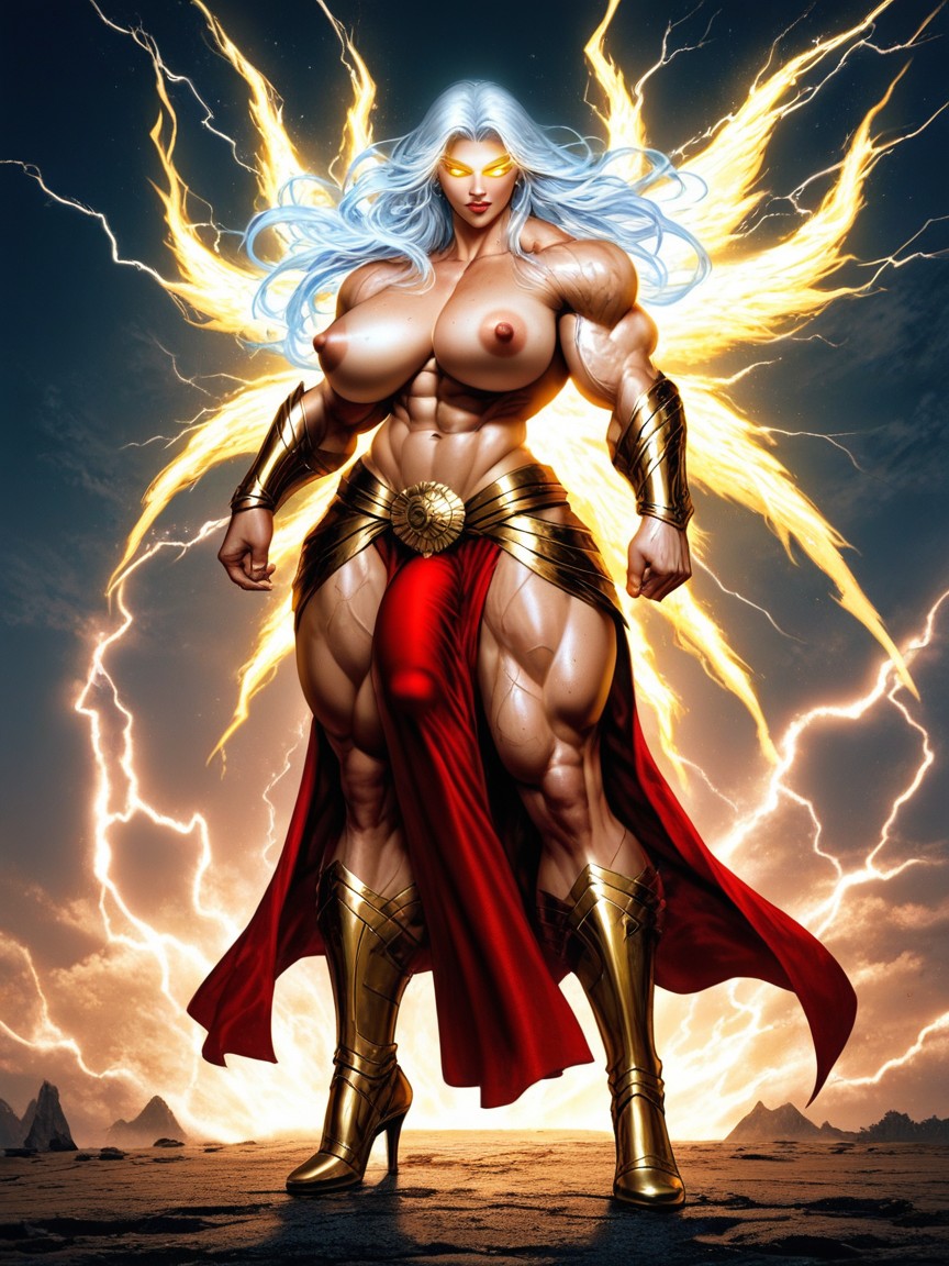 Corps Entier, Cascading In Dynamic Waves Emit A Radiant Light, Abs Porno IA transsexuelle