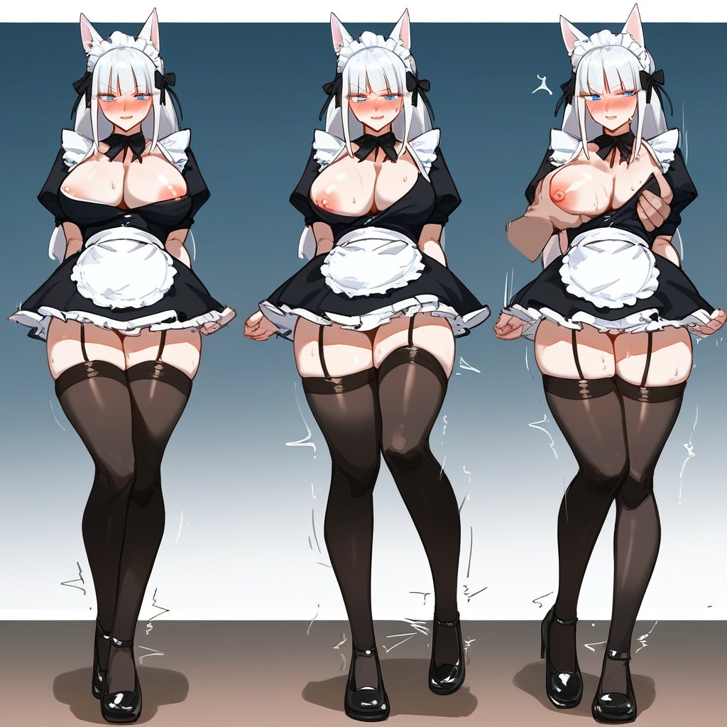 Long White Hair, Blunt Bangs, 18+ Hentai AI Porn