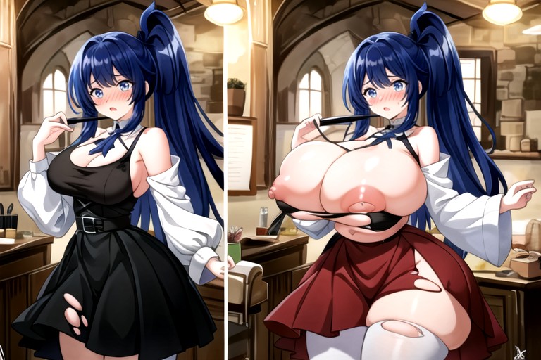 Thick Lines, Hyper Mega Fat Thick Hourglass Body Figure, Split Screen Hentai AI Porn