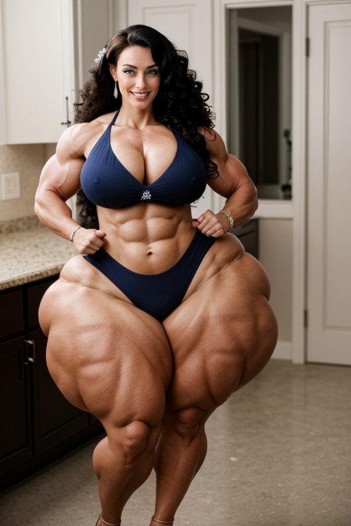 Extremely Long Hair, Women Only, Massive Hyper Muscles AI Porn