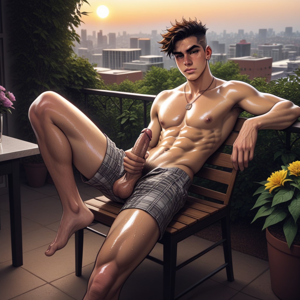 Hot Coffee, Flowers, Penis Exposed AI Gay Porn