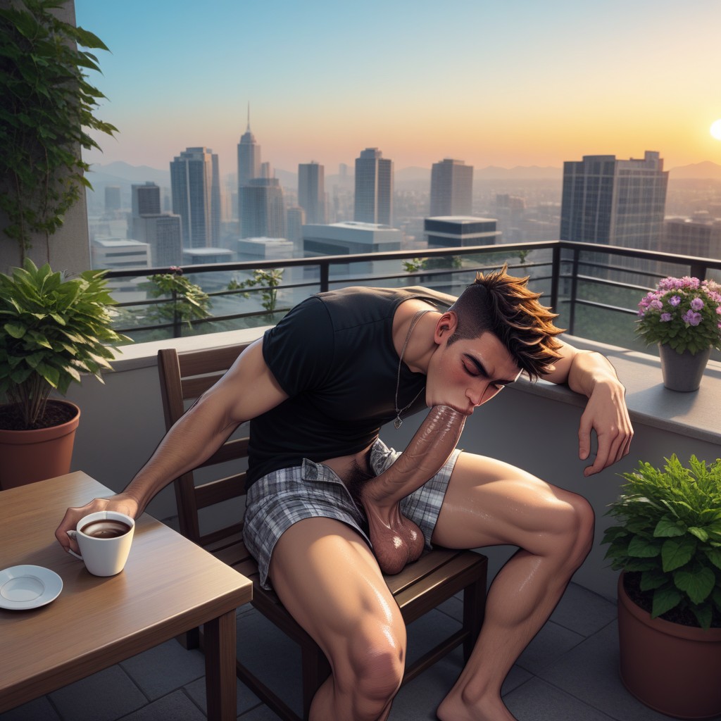 Unzipped, Apartment Balcony, New York AI Gay Porn
