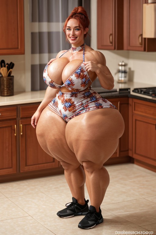 Eight Feet Tall, Extreme Bulging Steroid Quads, Botox Lips AI Porn