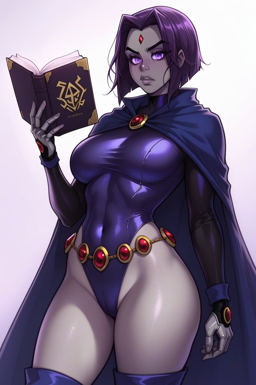 Wearing Blue Cape, Form Fitting Clothes, Standing Hentai AI Porn