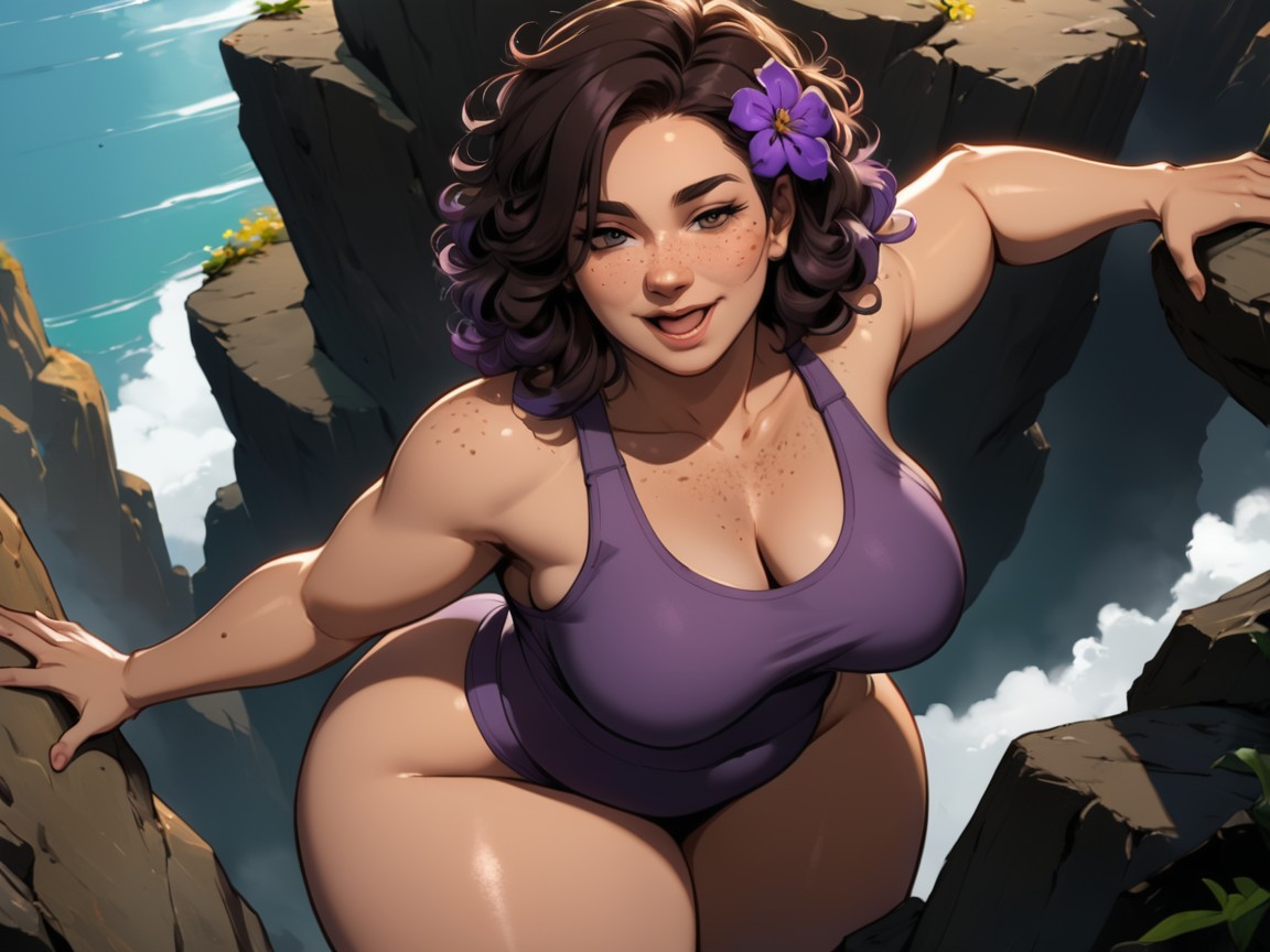 Rock Climbing, Dangling, Extremely Large Ass AI Porn