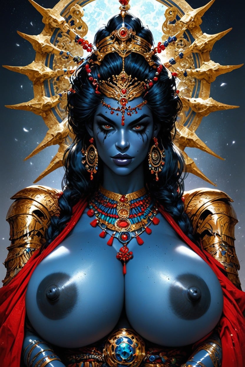 Traditional Indian Whore, Darkest Blue Skin, Busty AI Porn