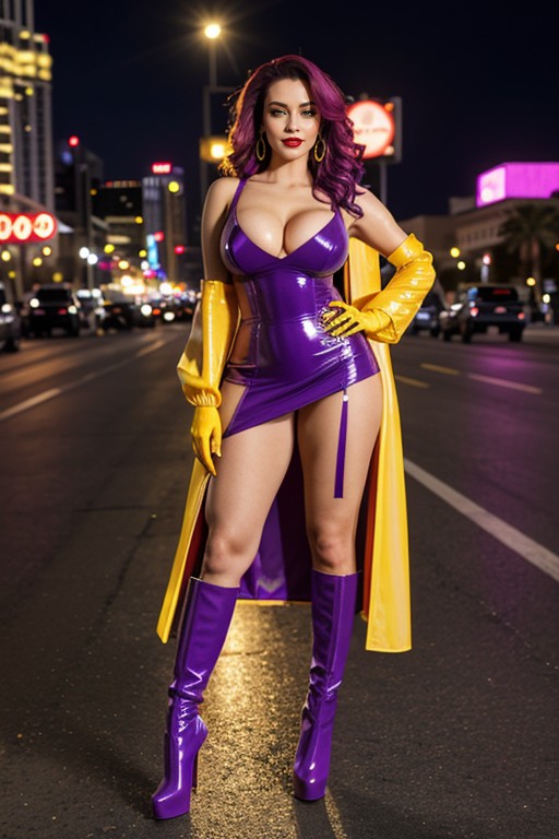 Multi Colored Clothes, Yellow, Purple Eyeshadow AI Porn