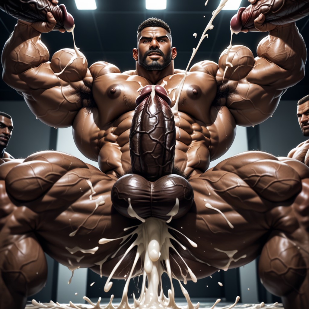 Cum On Thighs, Huge Pecs, Holding Cocks AI Gay Porn