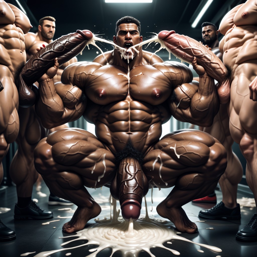 Cum On Chest, Cum On Thighs, Gigantic Penis AI Gay Porn