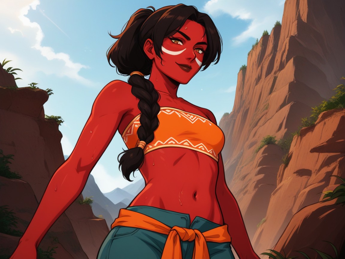 Vibrant Colors, Orange Bandeau, High Brightness Effects Hentai AI Porn