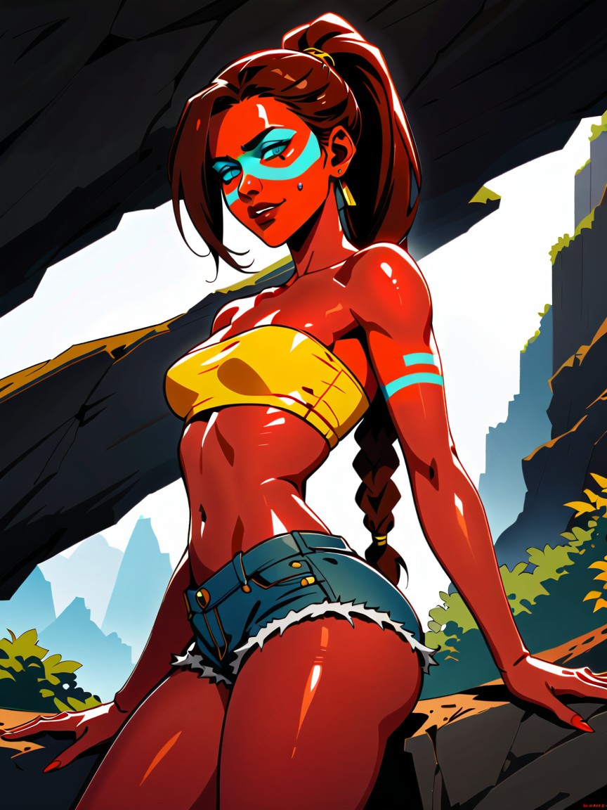 Saturated Colors, Nsfw, Woman Looking Down AI Porn