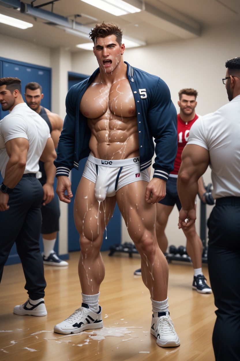 Broad Shoulders, Cum Everywhere, Cum On Head And Hair AI Gay Porn