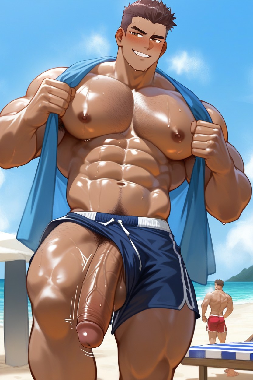 Blushing, Hairy Chest, Drying Up AI Gay Porn