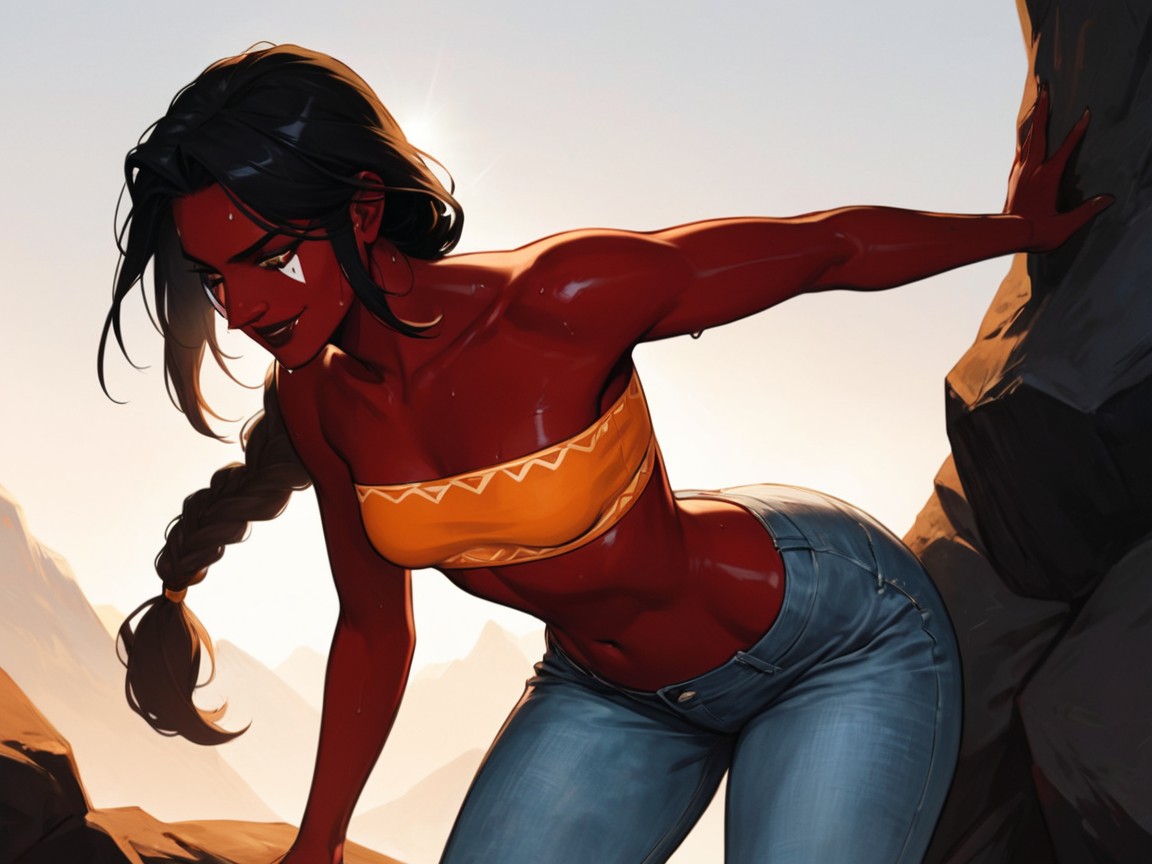 小さなお尻, Snatched Waist, Woman Looking Down ラティーナAIエロ