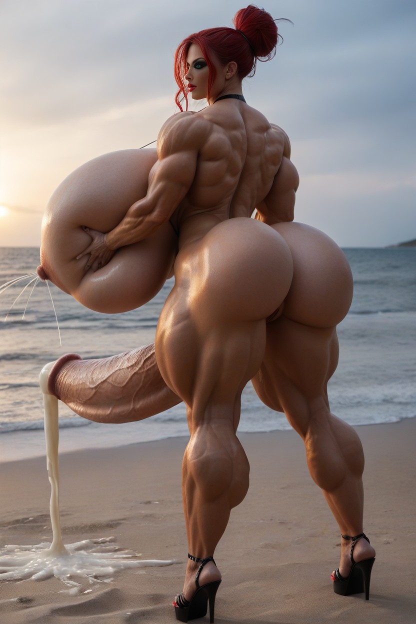Hyper Massive Erection, Extreme Breast And Cock Growth, 側視圖 人妖AI黃片