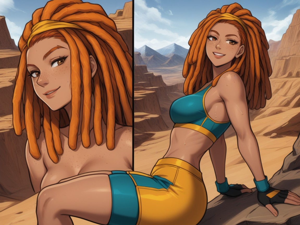 Rounded Chest Width, Vibrant Colors, God Silk Bandana In Hair Hentai AI Porn