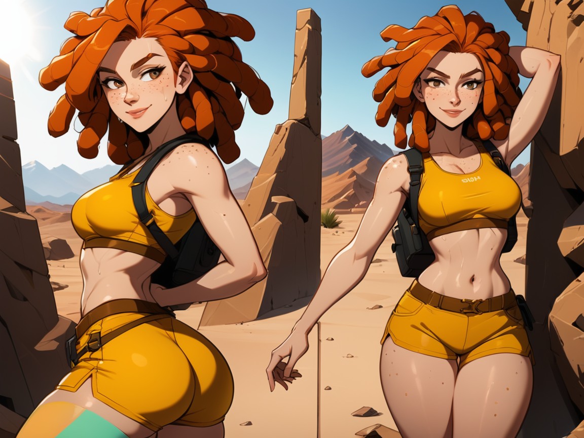 Fingerless Gloves, Freckles On Breasts, One Woman AI Porn