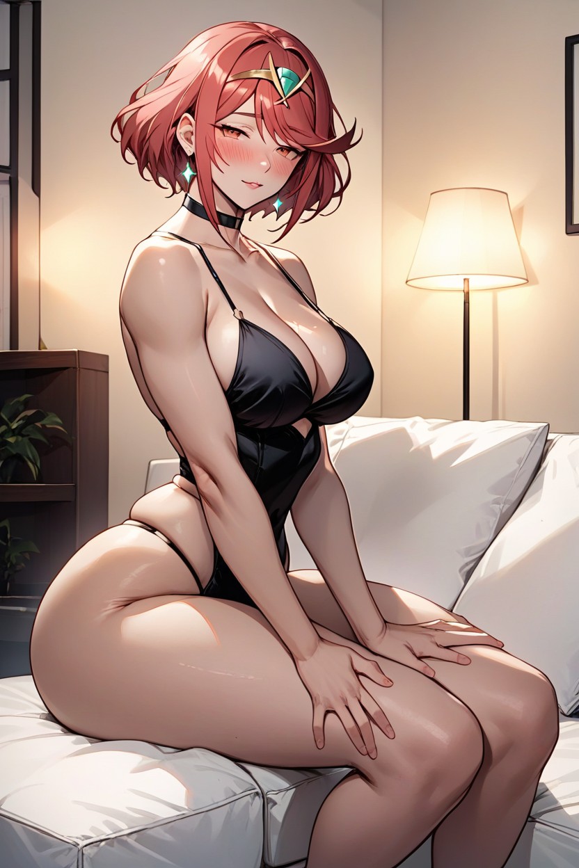 Breast, White Couch, High Detailed Face AI Porn
