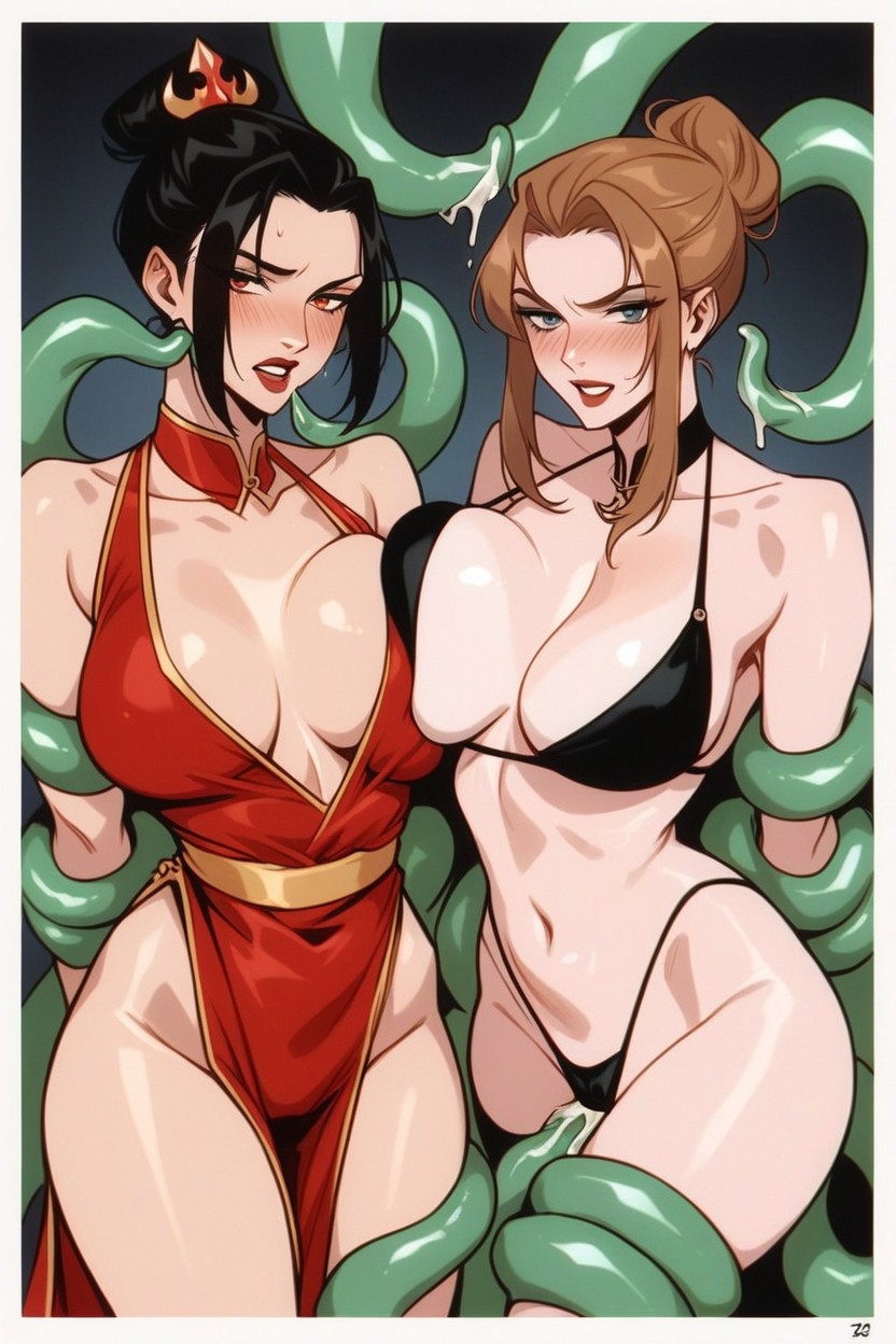 Detailed, 2 People, Red Sleeveless Top Hentai AI Porn