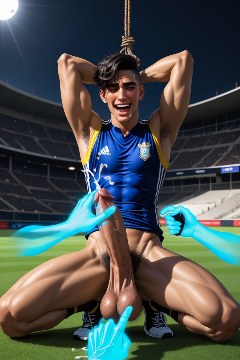 Arms Up, Hyper Saggy Balls, Baseball Stadium AI Gay Porn
