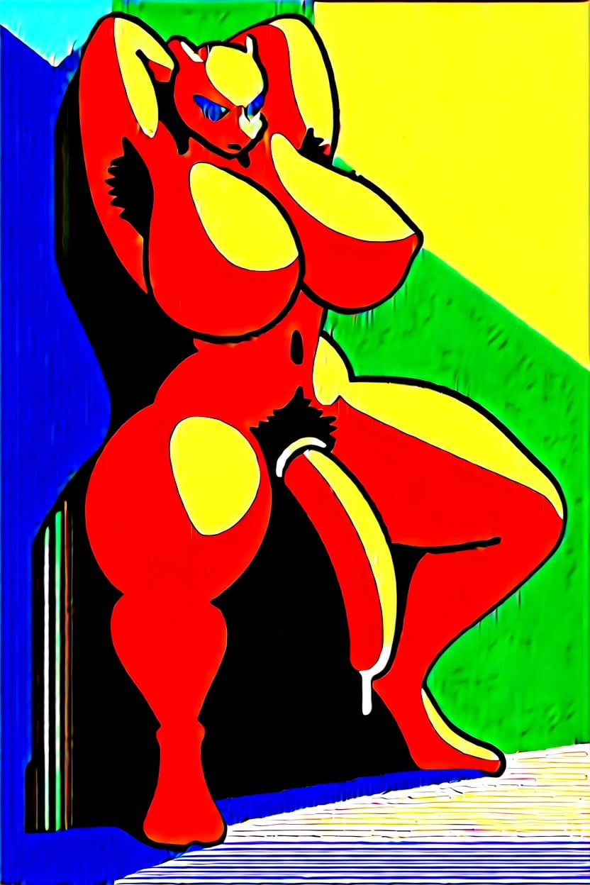Hyper Massive Muscles, Agachada, Hyper Massive Pecs Furry IA