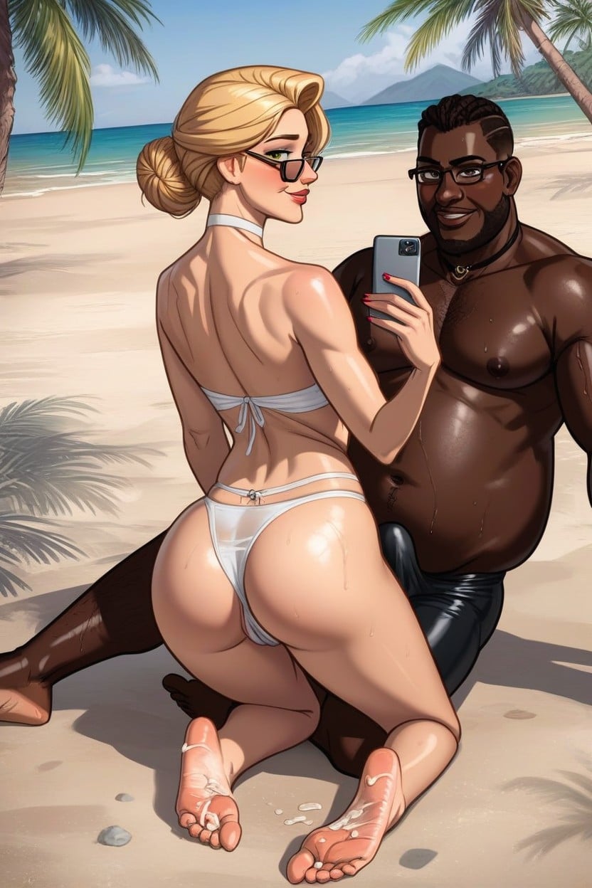 Taking Selfie, Choker, Palm Trees AI Porn