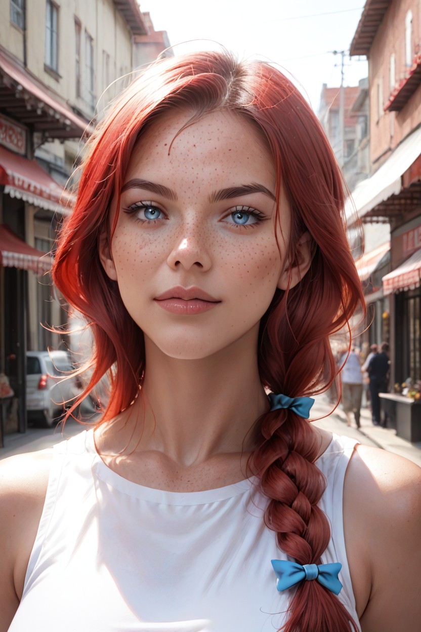 Red Hair, Bust Shot, Natural Breasts AI Porn
