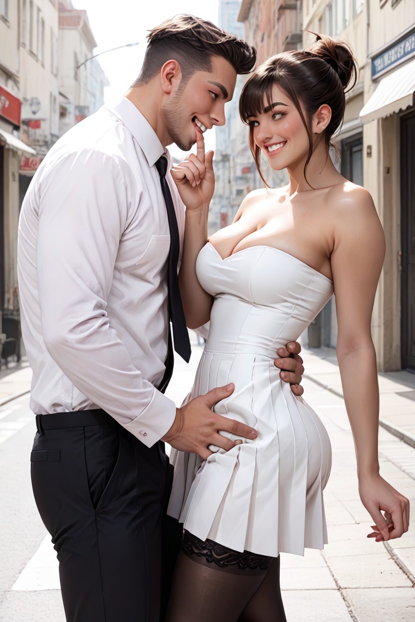 Hands On Inner Thighs, Hyper Juicy Bimbo Ass, Big Sweet Eyes AI Porn