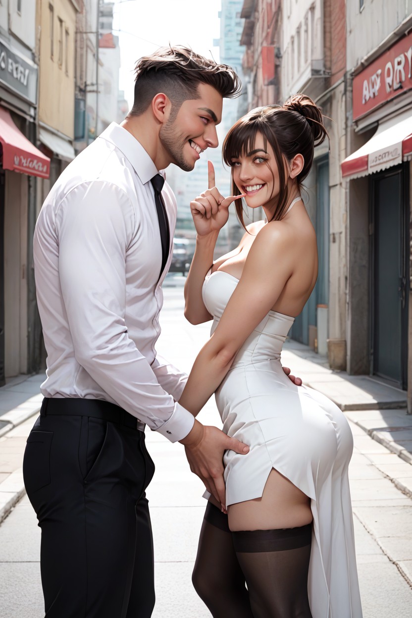Skimpy Skirt, Hyperrealistic, Grin AI Porn