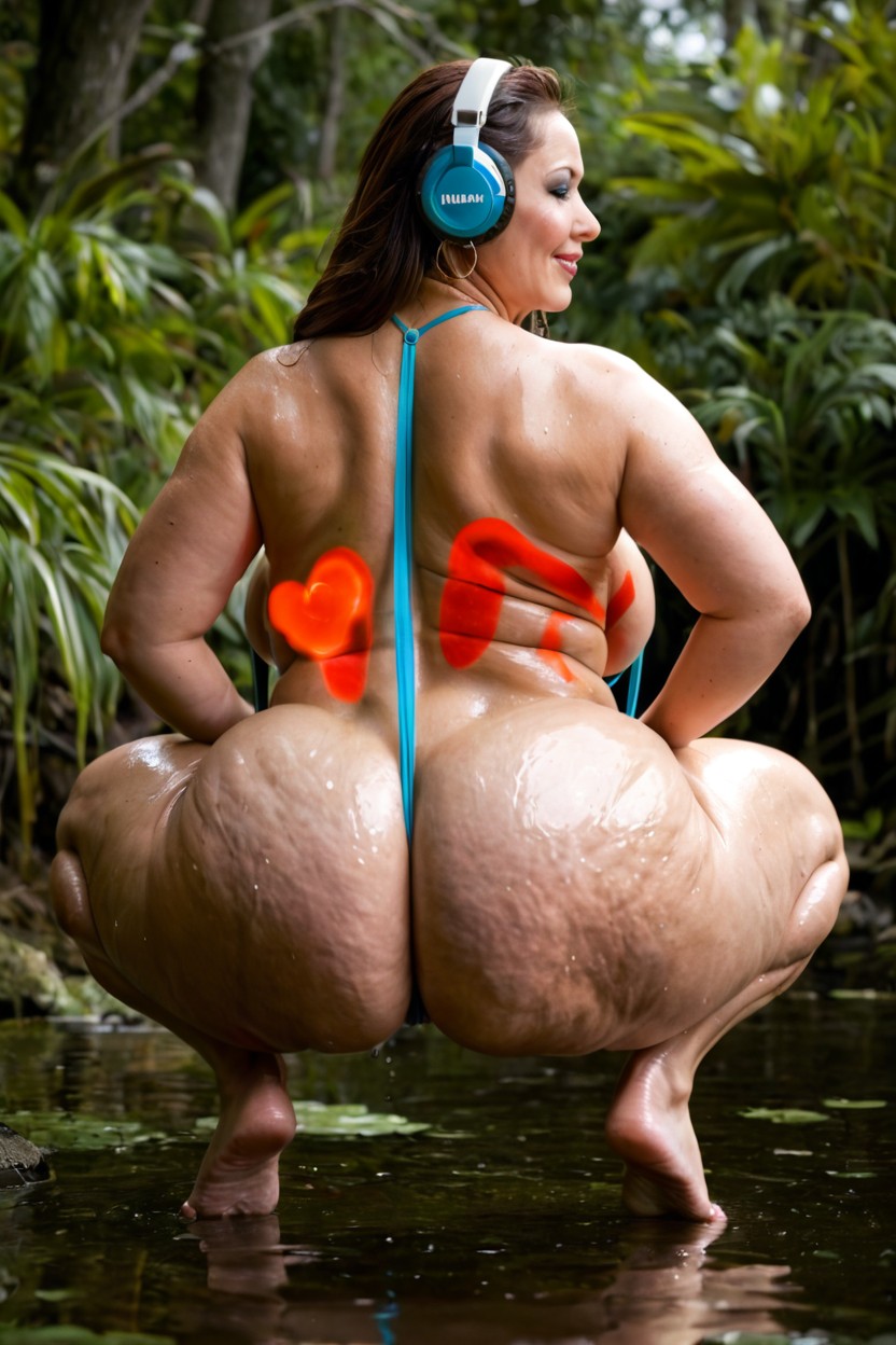 Extremely Large Ass, High Detailed Body, Pale Skin BBW AI Porn