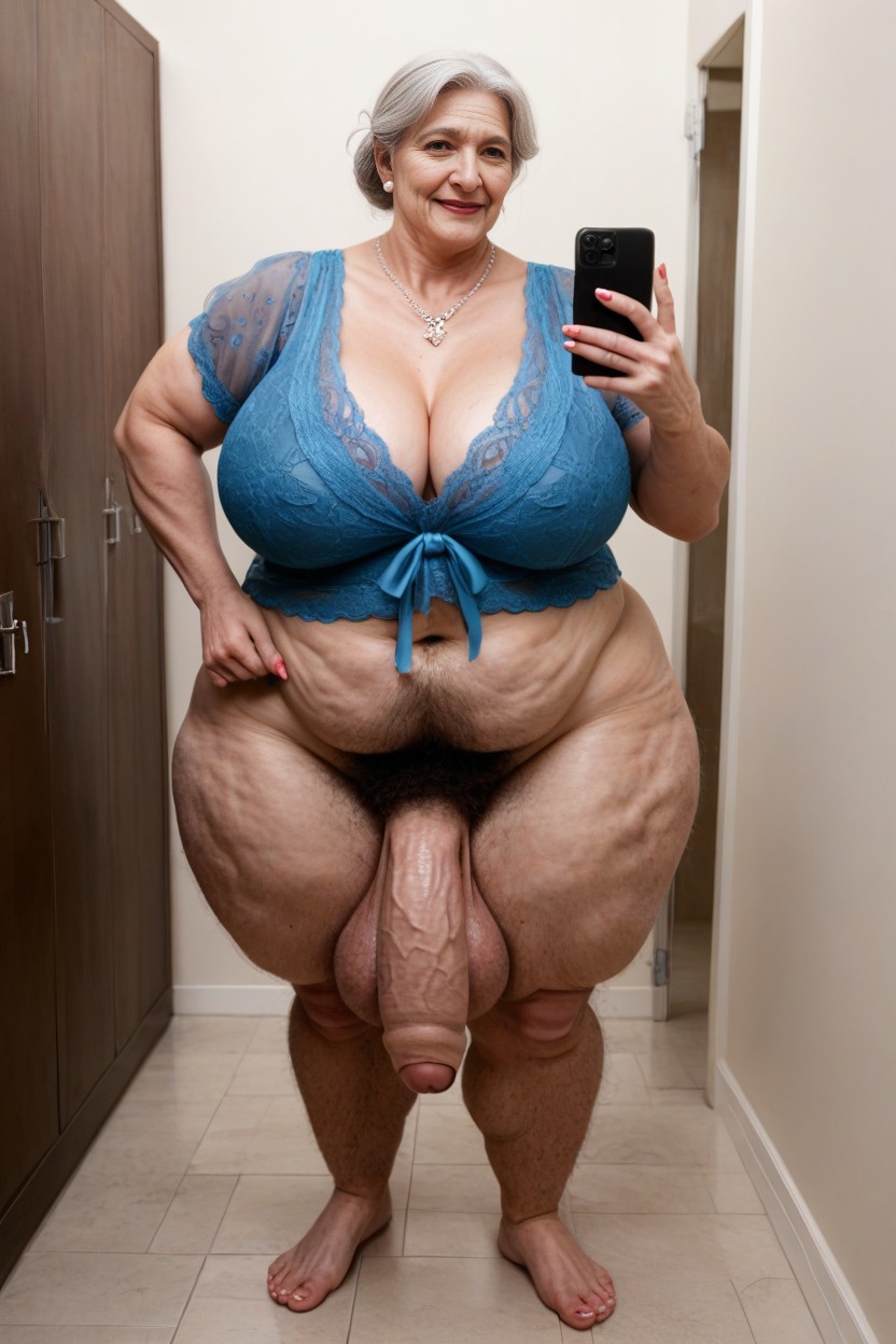 Really Long Legs, Large Hips, Hyper Hairy Chest Hair Extremely Massive Long Bulge Through Clothing AI Porn