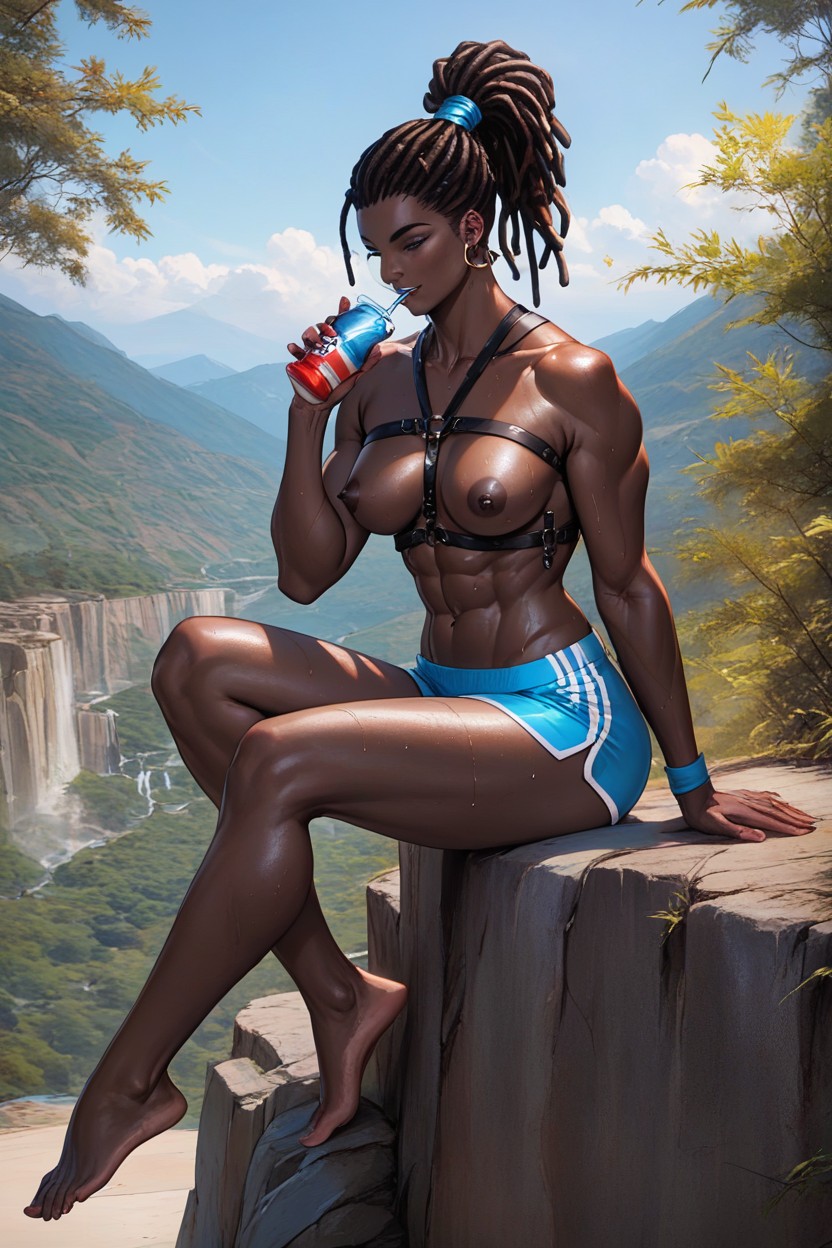 Topless, Chested, Coal Black Skin Hentai AI Porn