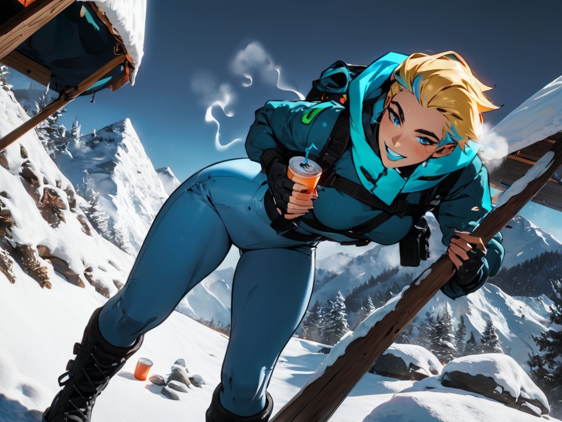 Rock Climbing, Happy Face, Blue Eyes 라틴 AI 야짤