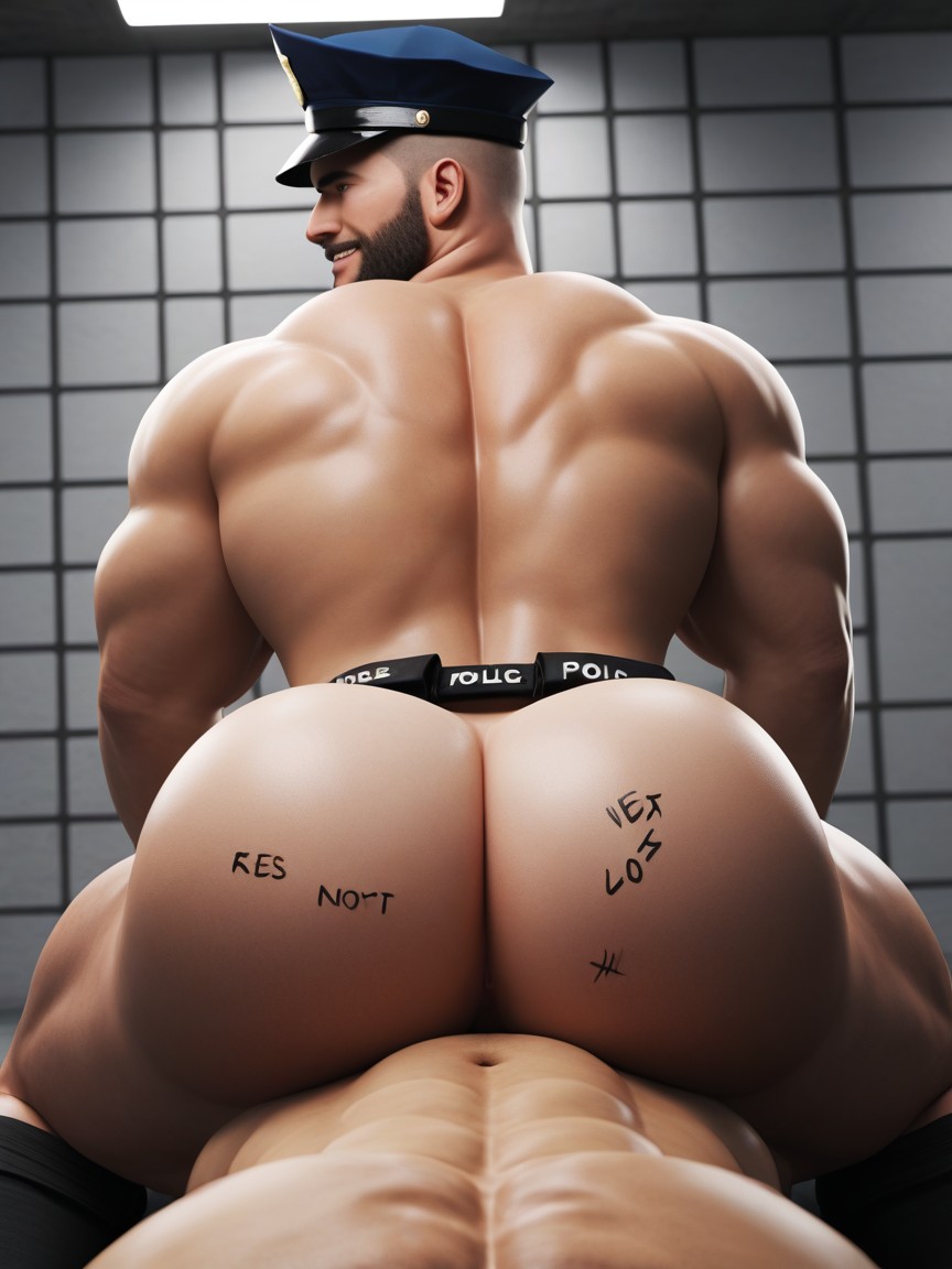Body Writing, Big Muscular Bubble Butt, Bottom Is Powerful AI Gay Porn