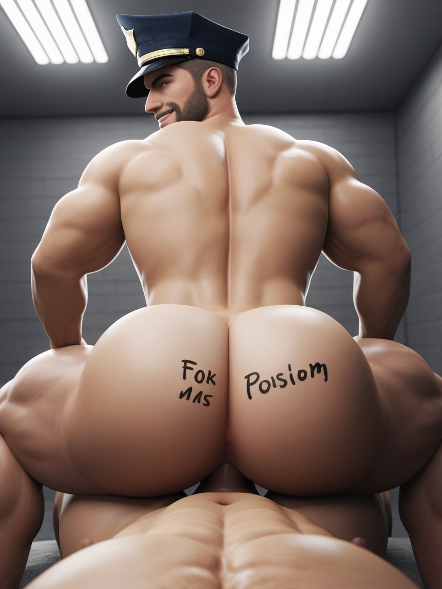 Top Is White, Smirk, Rear View AI Gay Porn