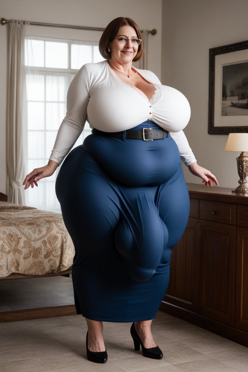 Very Short Hair, Fully Clothed, Large Hyper Hips AI Porn