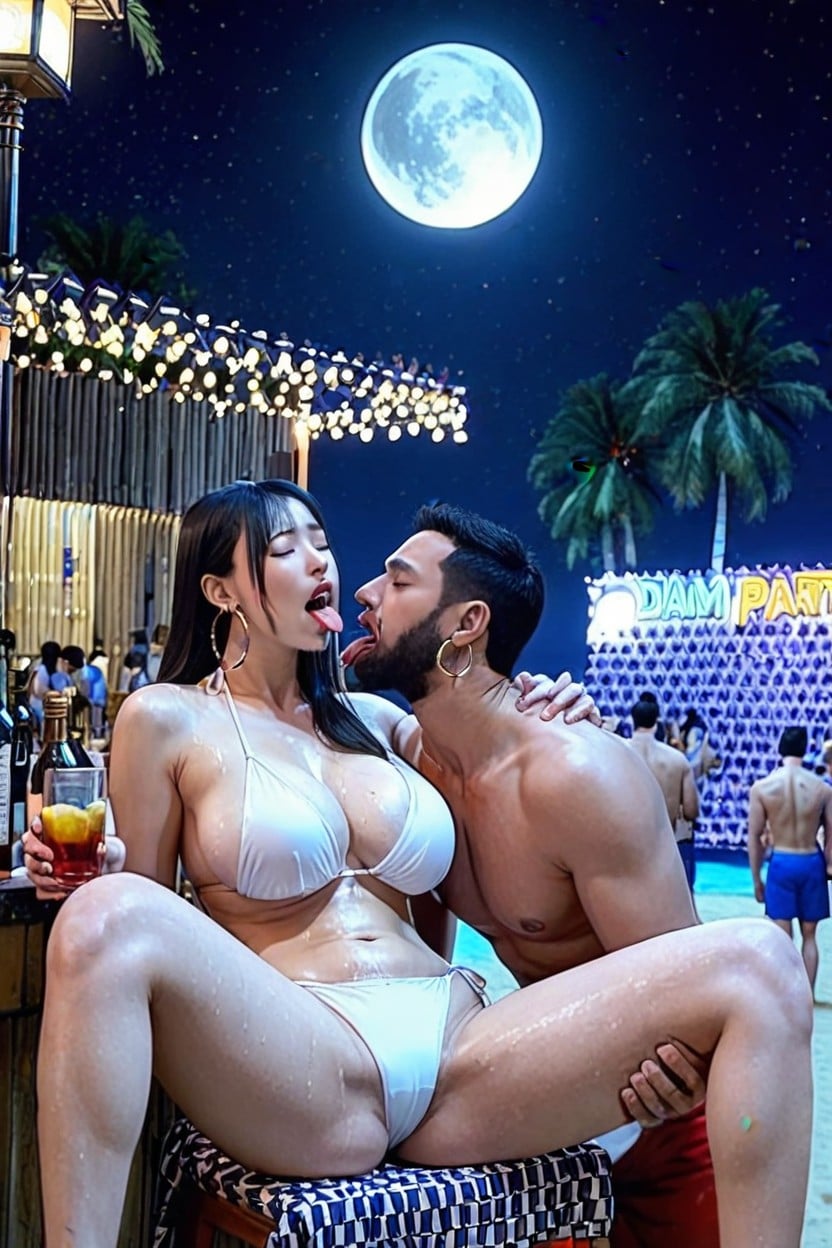 Night Party, Piernas Abiertas, Sacar La Lengua Porno asiático IA