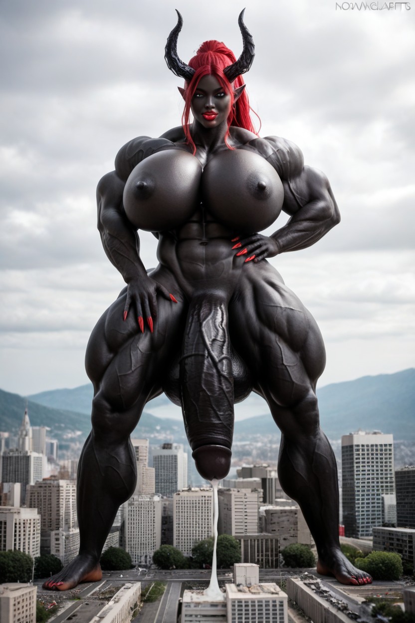 Her Cock Is A Flared Cock, Black Skin, Venom Futanari Porno IA transsexuelle
