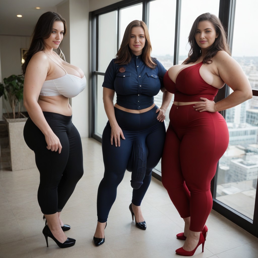 Huge Tits, Harem, Standing AI Porn