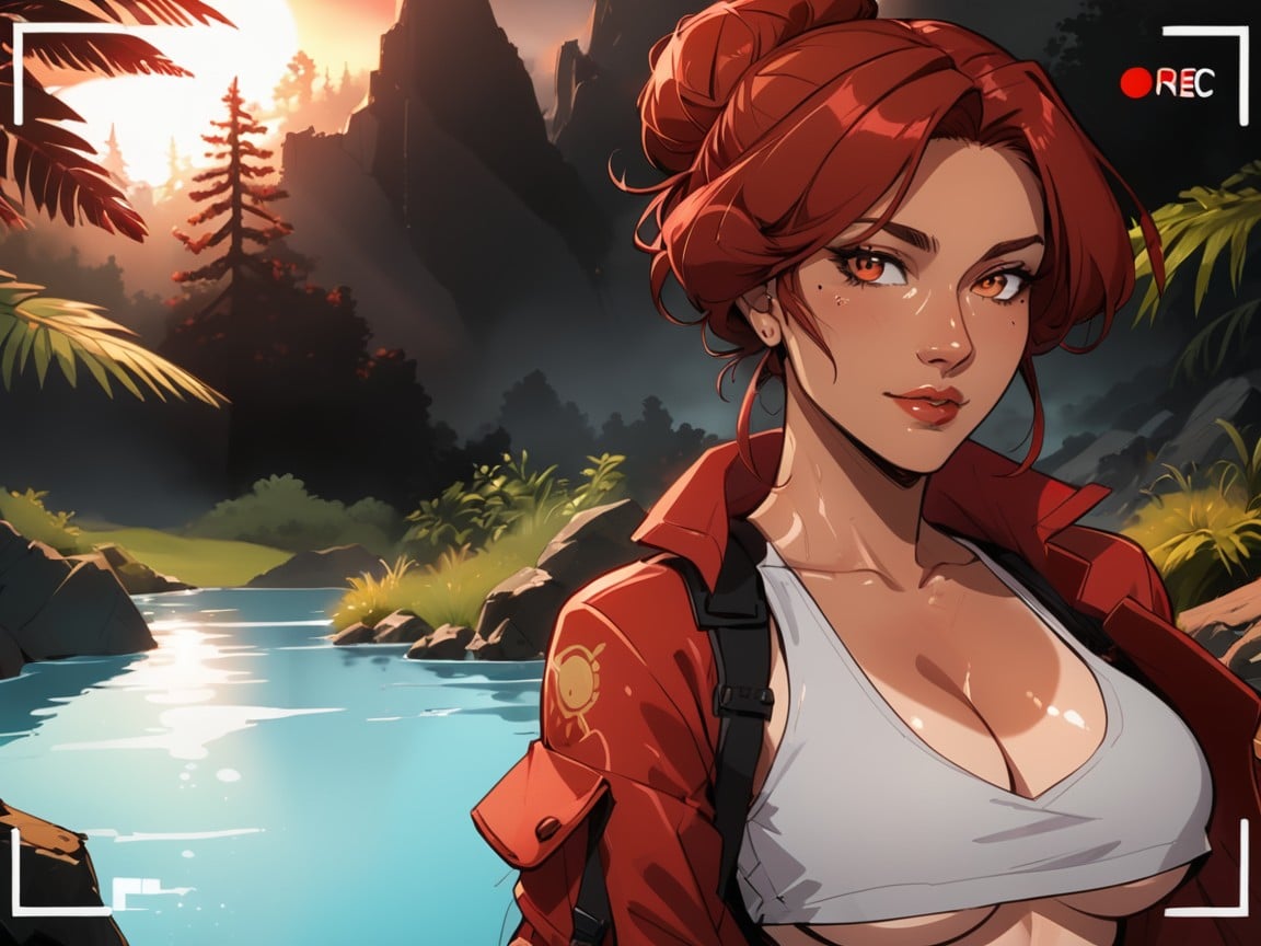 Red Hair, Wide Long Shoulders, Volumetric Lighting AI Porn