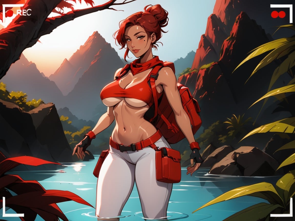 Nsfw, Breast Implants, Foggy Background AI Porn